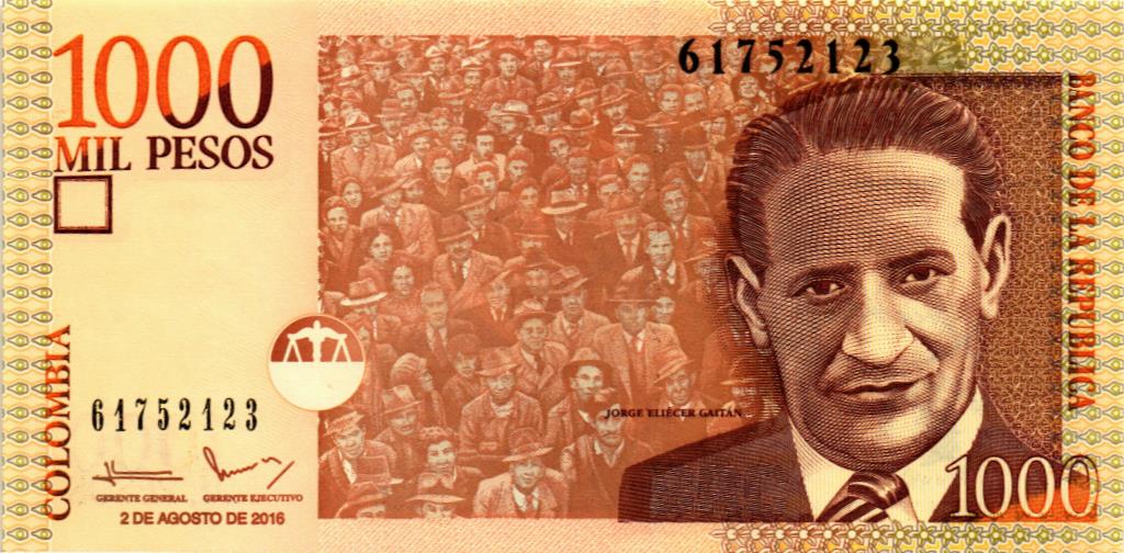 КОЛУМБИЯ 1000 ПЕСО (02.08.2016) мини 1