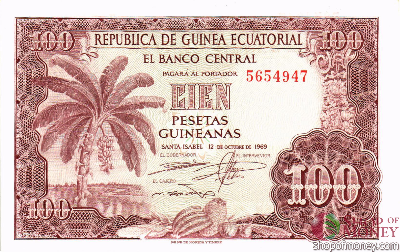 ЭКВАТОРИАЛЬНАЯ ГВИНЕЯ 100 ПЕСЕТ