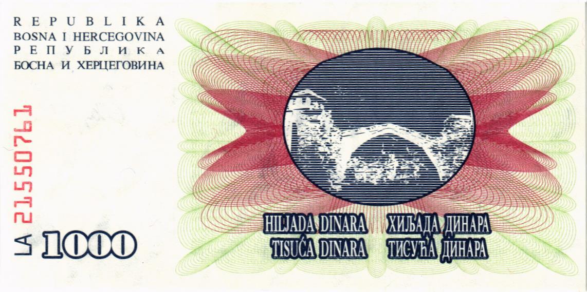 БОСНИЯ И ГЕРЦЕГОВИНА 1000 ДИНАР мини 2