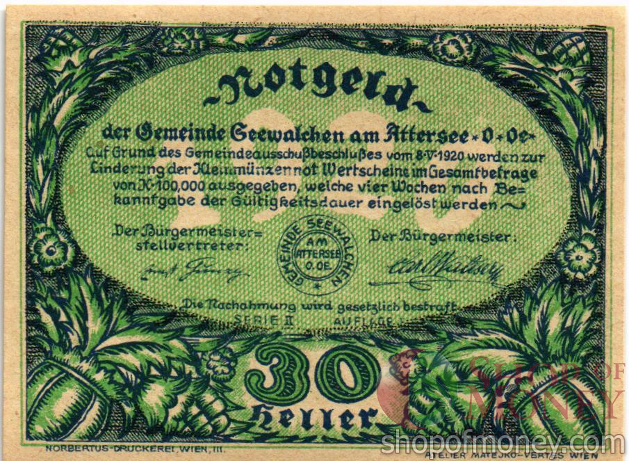 АВСТРИЯ 30 ХЕЛЛЕРОВ (НОТГЕЛЬД) мини 1