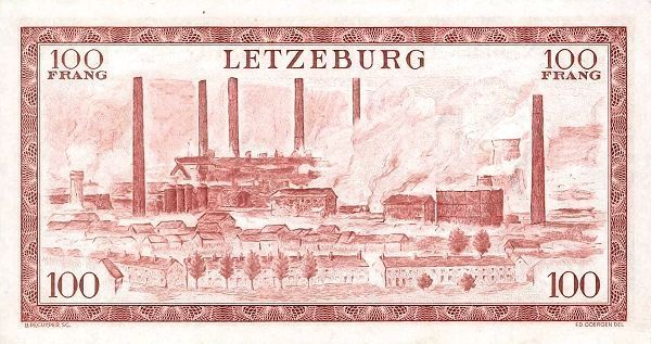 ЛЮКСЕМБУРГ 100 ФРАНКОВ мини 2