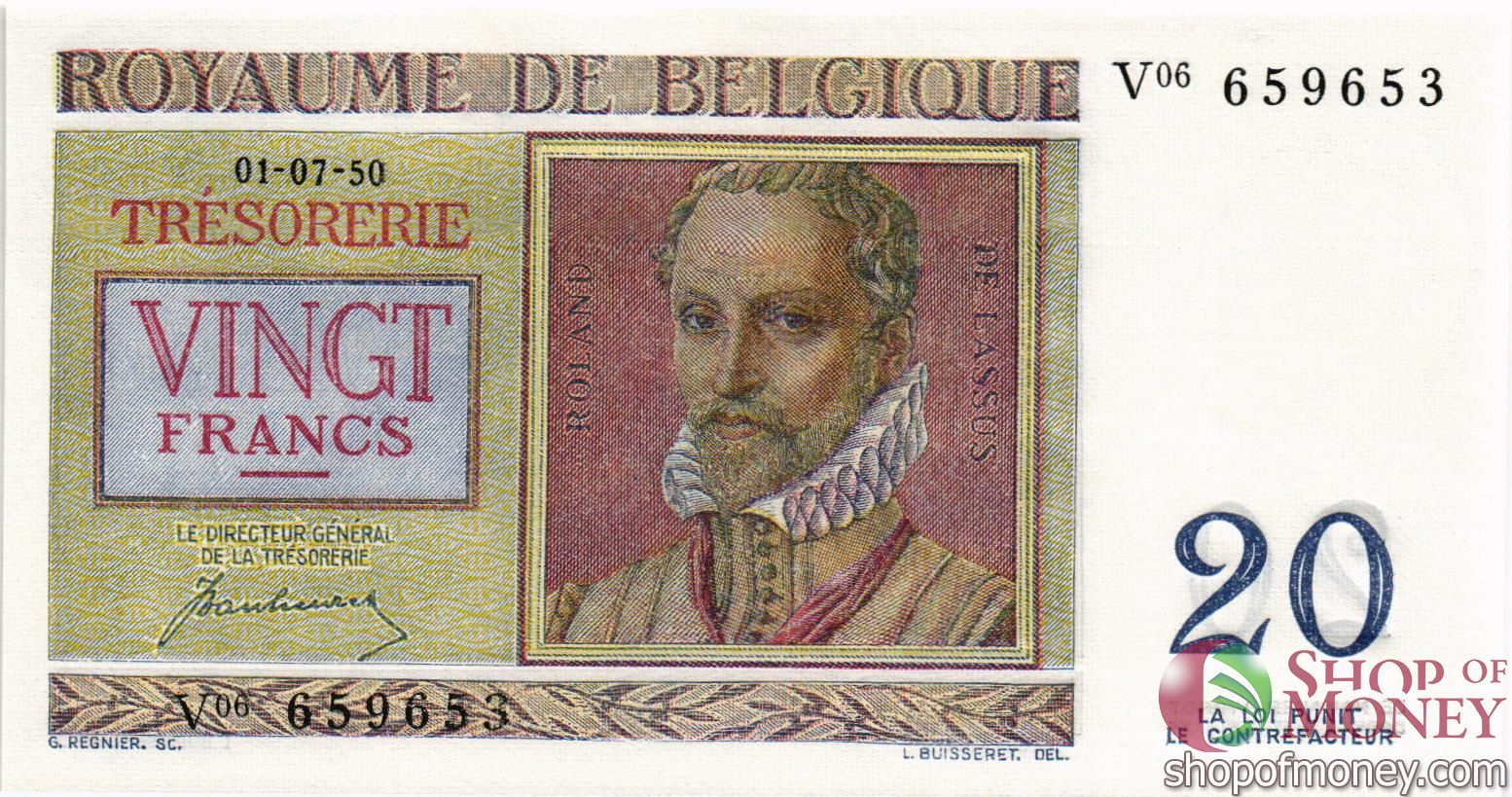 БЕЛЬГИЯ 20 ФРАНКОВ