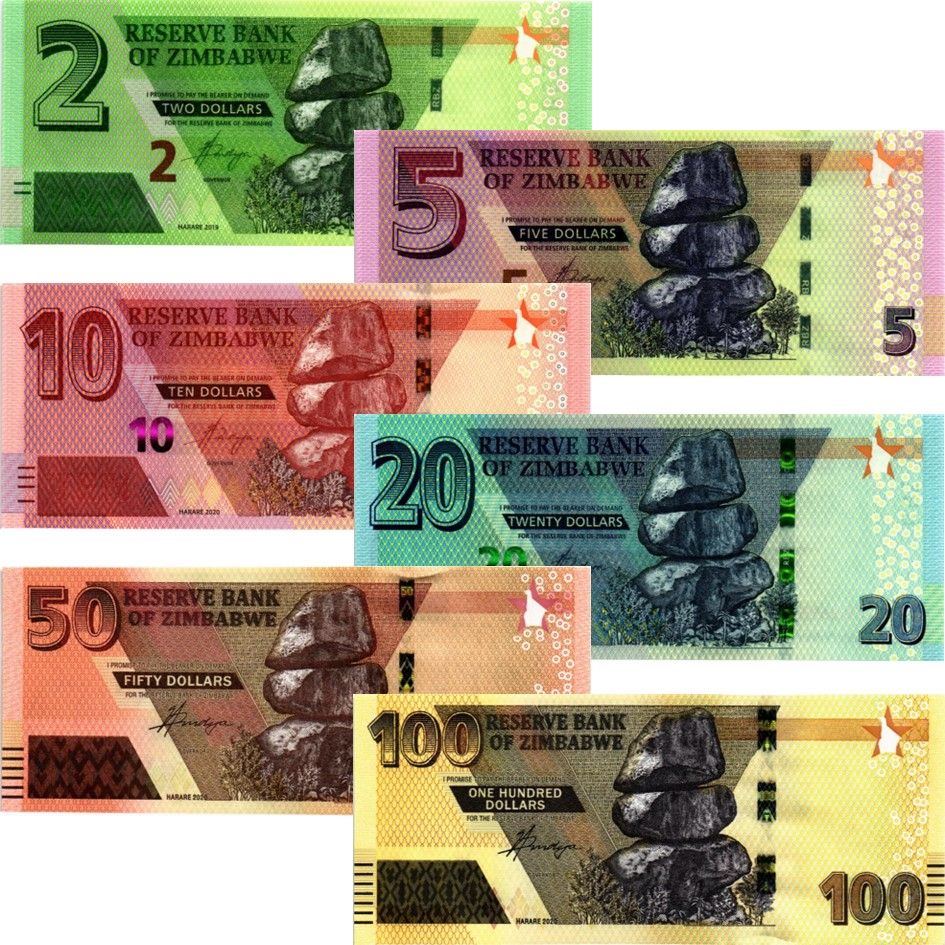 ЗИМБАБВЕ НАБОР 2 5 10 20 50 100 ДОЛЛАРОВ