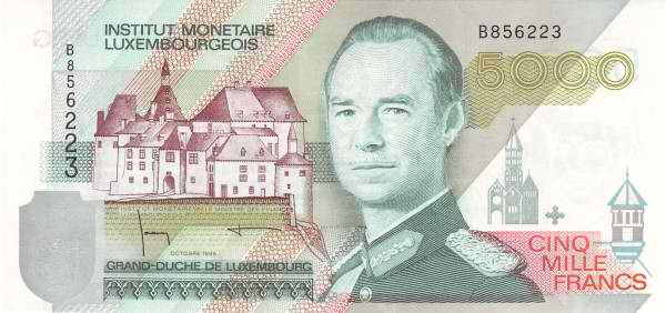 ЛЮКСЕМБУРГ 5000 ФРАНКОВ мини 1