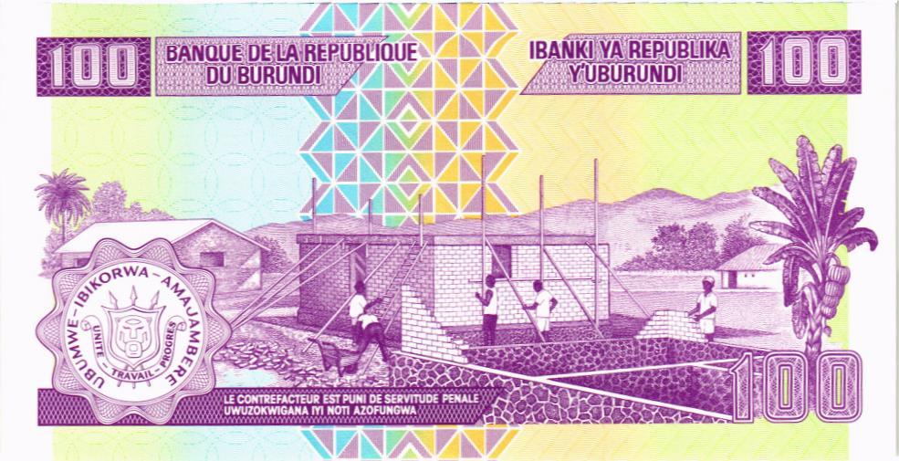 БУРУНДИ 100 ФРАНКОВ мини 2