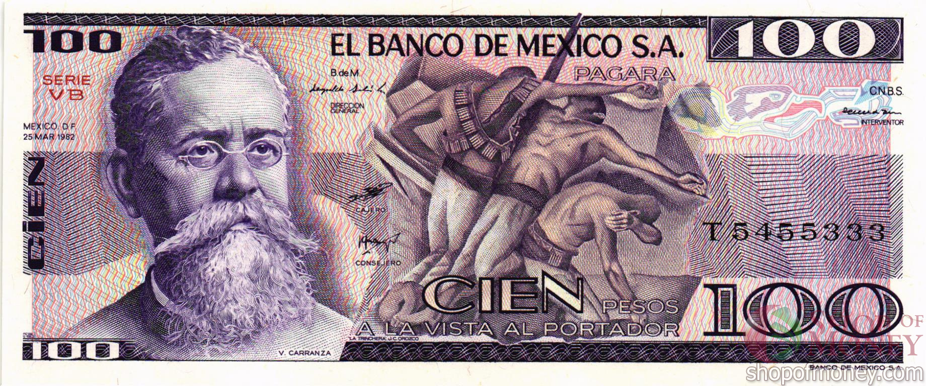 МЕКСИКА 100 ПЕСО (-VB- СЕРИЯ)