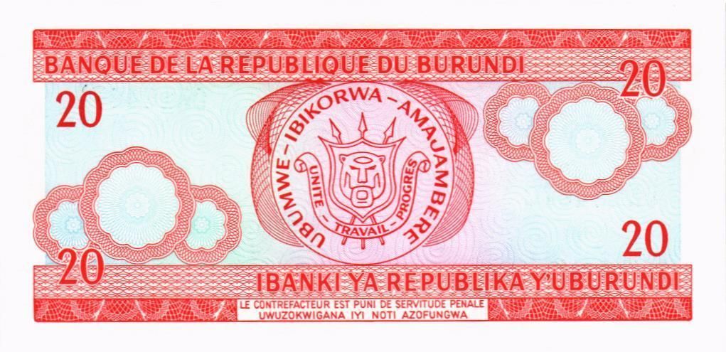 БУРУНДИ 20 ФРАНКОВ мини 2