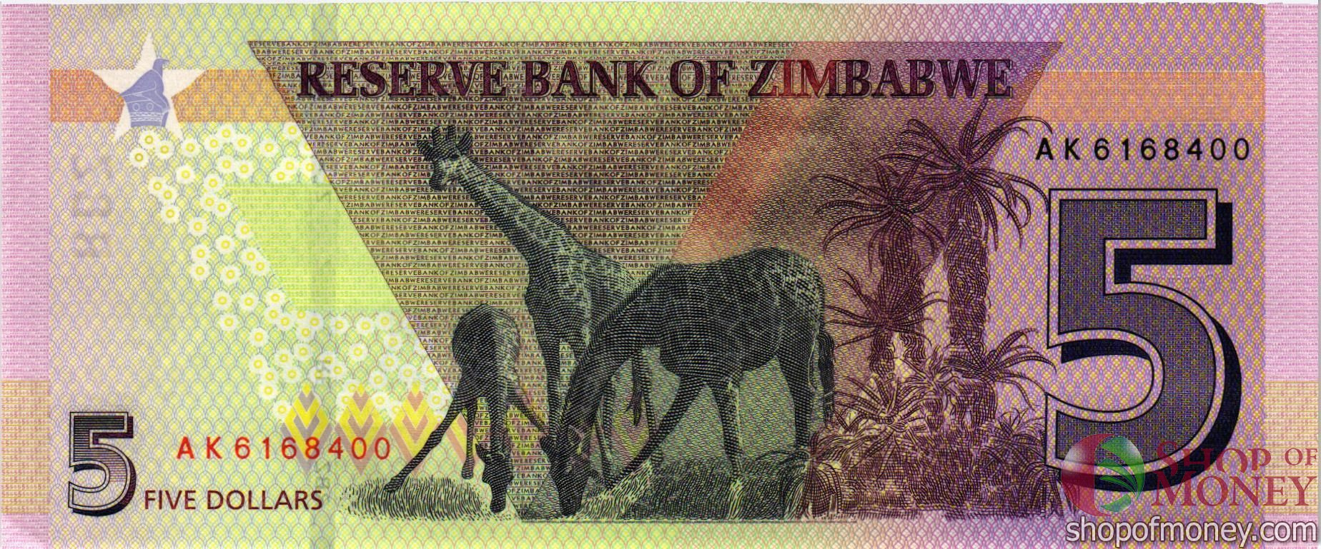 ЗИМБАБВЕ 5 ДОЛЛАРОВ мини 2