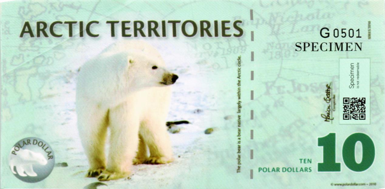 АРКТИЧЕСКИЕ ТЕРРИТОРИИ 10 ДОЛЛАРОВ (ОБРАЗЕЦ) мини 1