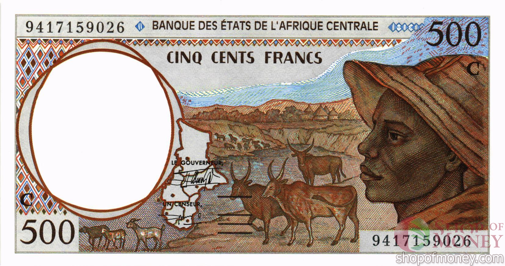 ЦЕНТРАЛЬНОАФРИКАНСКАЯ РЕСПУБЛИКА 500 ФРАНКОВ