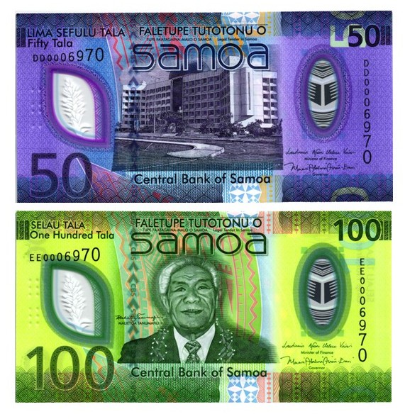 САМОА НАБОР 50-100 ТАЛА (ОДИНАКОВЫЙ СЕРИЙНЫЙ НОМЕР) мини 1