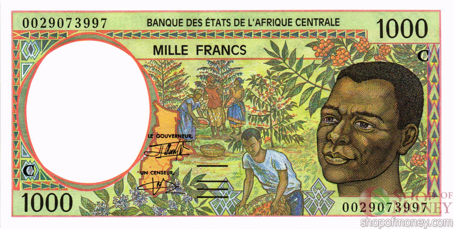 ЦЕНТРАЛЬАЯ АФРИКАНСКАЯ РЕСПУБЛИКА (-С-КОНГО) 1000 ФРАНКОВ мини 1