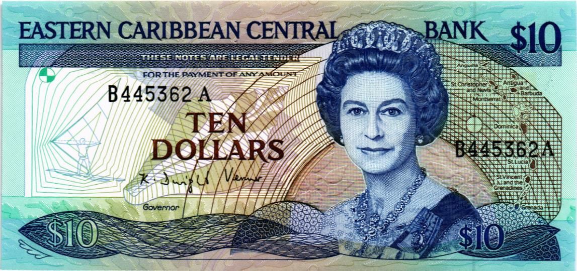 ВОСТОЧНЫЕ КАРИБЫ 10 ДОЛЛАРОВ (A - Антигуа)