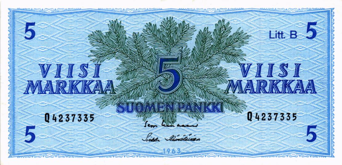 ФИНЛЯНДИЯ 5 МАРОК (Litt. B) мини 1