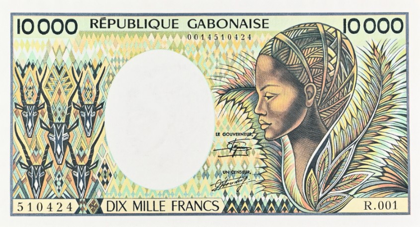 ГАБОН 10000 ФРАНКОВ (PMG - GRADE 64) мини 3
