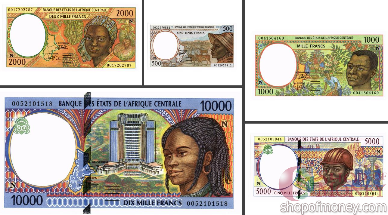 ГОСУДАРСТВА ЦЕНТРАЛЬНОЙ АФРИКИ (ЭКВАТОРИАЛЬНАЯ ГВИНЕЯ) 500-1000-2000-5000-10000 ФРАНКОВ мини 2