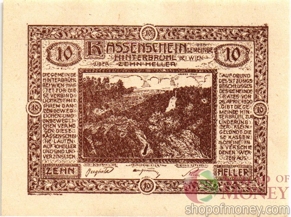 АВСТРИЯ 10 ХЕЛЛЕРОВ (НОТГЕЛЬД)