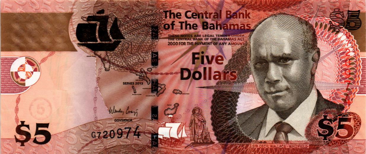 БАГАМСКИЕ ОСТРОВА 5 ДОЛЛАРОВ мини 1