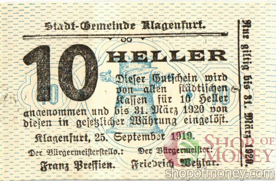 АВСТРИЯ 10 ХЕЛЛЕРОВ (НОТГЕЛЬД) мини 1