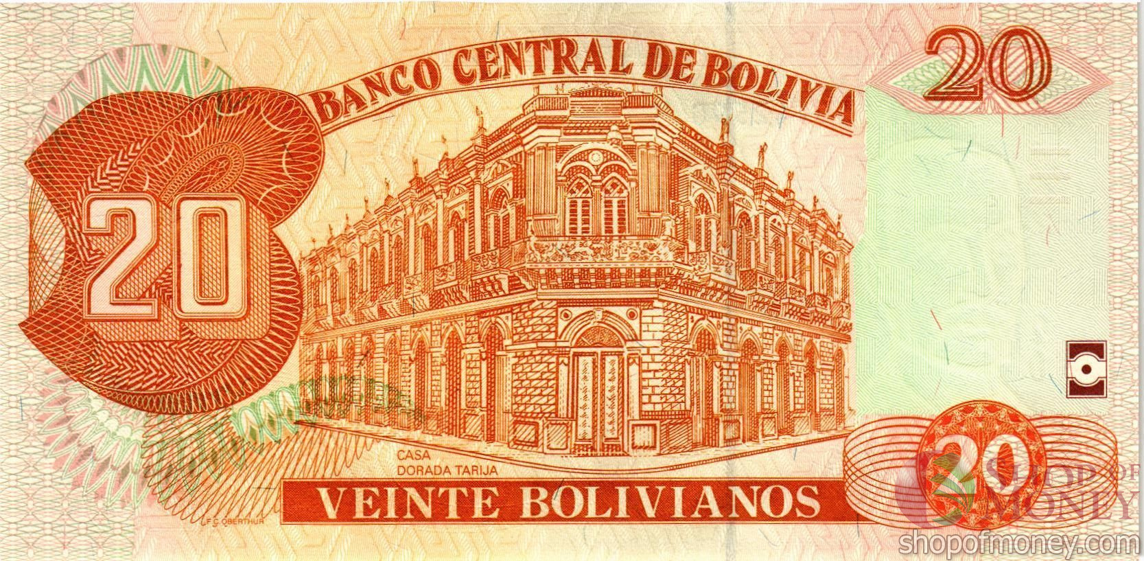 БОЛИВИЯ 20 БОЛИВИАНО мини 2
