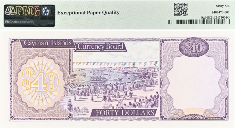 КАЙМАНОВЫ ОСТРОВА 40 ДОЛЛАРОВ (PMG - GRADE 66) мини 2