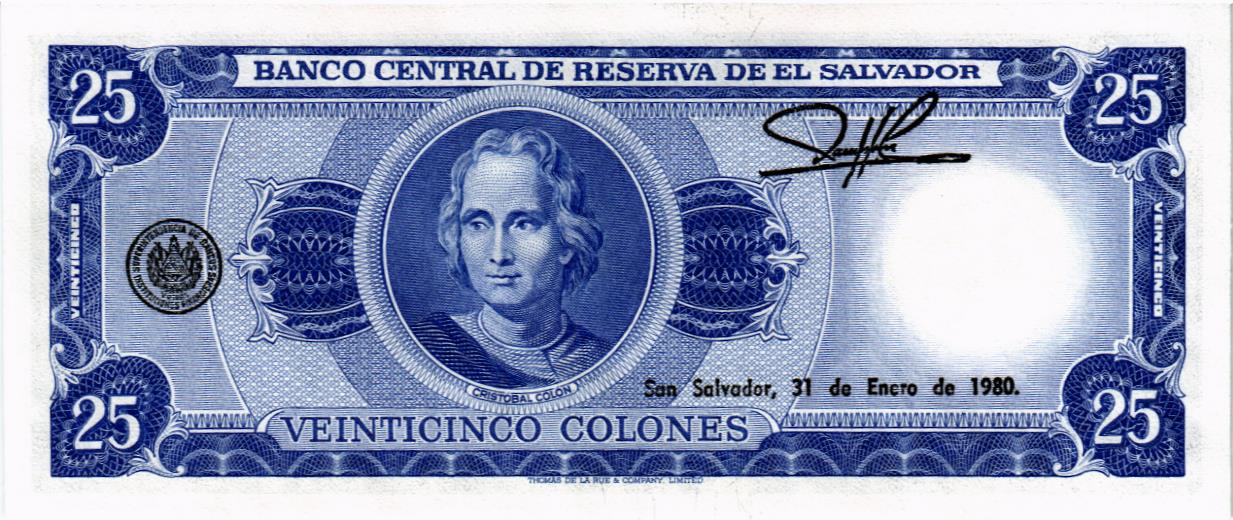 САЛЬВАДОР 25 КОЛОН (11.05.1978) мини 2