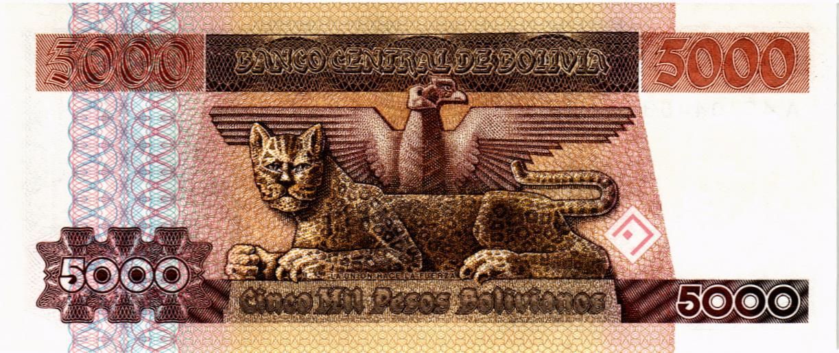 БОЛИВИЯ 5000 БОЛИВИАНОС мини 2