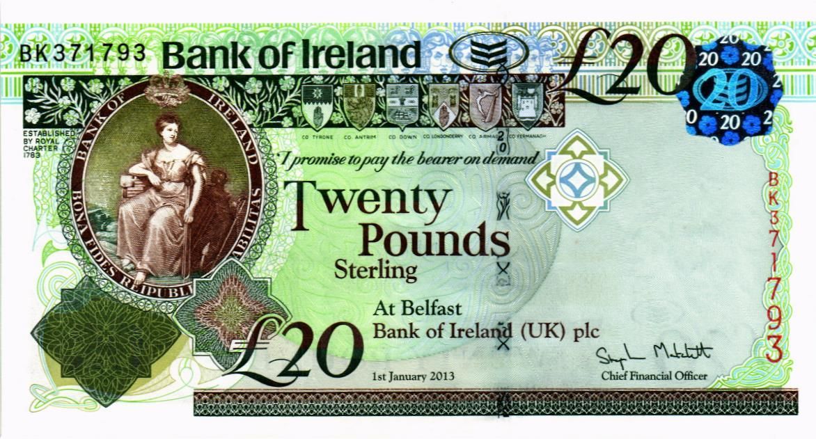 СЕВЕРНАЯ ИРЛАНДИЯ 20 ФУНТОВ (BANK OF IRELAND)