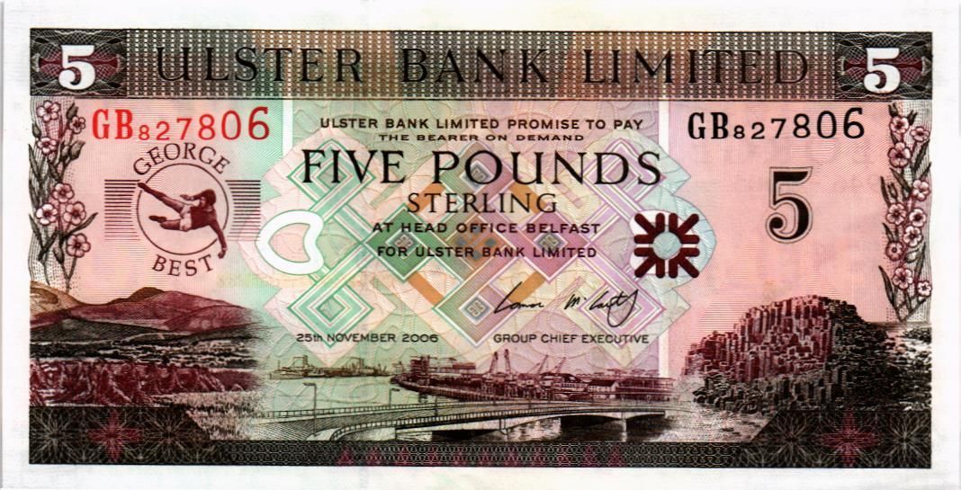 СЕВЕРНАЯ ИРЛАНДИЯ 5 ФУНТОВ (ULSTER BANK) мини 1