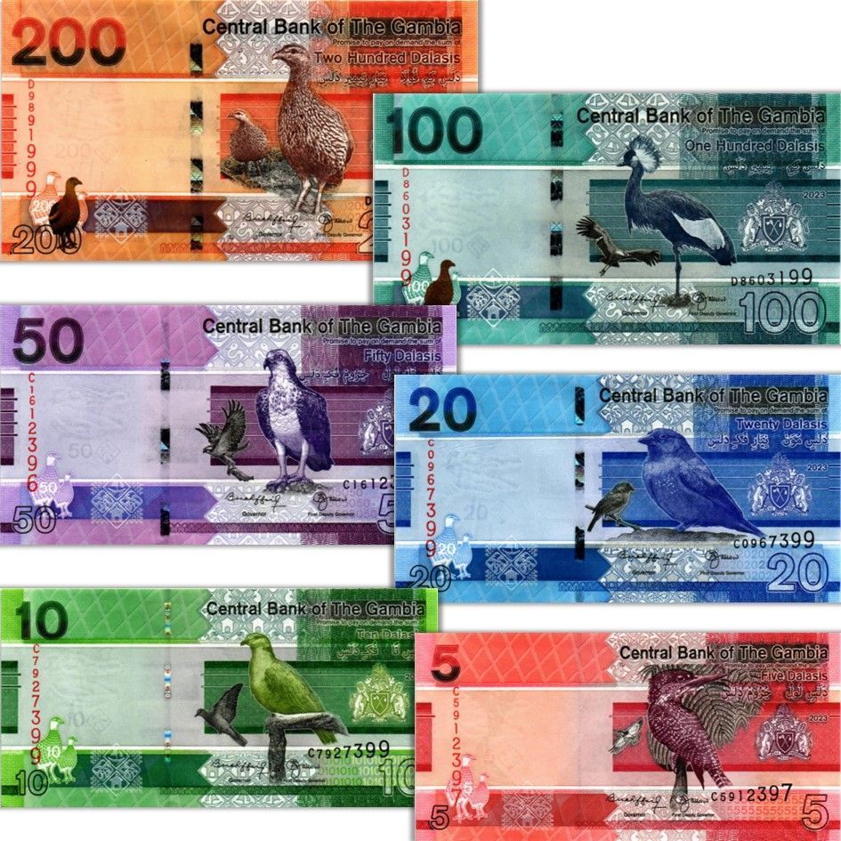 ГАМБИЯ НАБОР 6 ШТ. 5-10-20-50-100-200 ДАЛАСИ