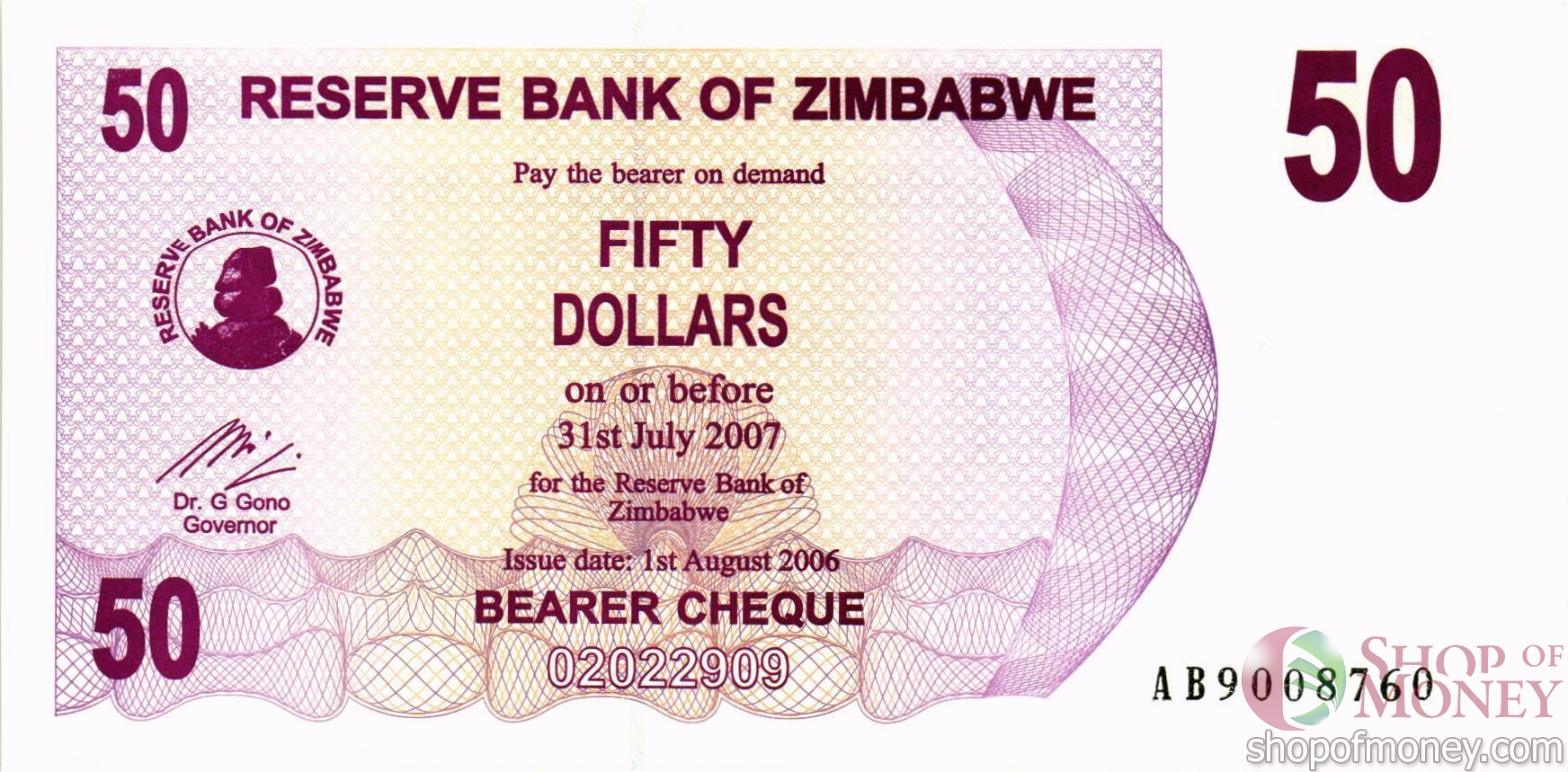 ЗИМБАБВЕ 50 ДОЛЛАРОВ мини 1
