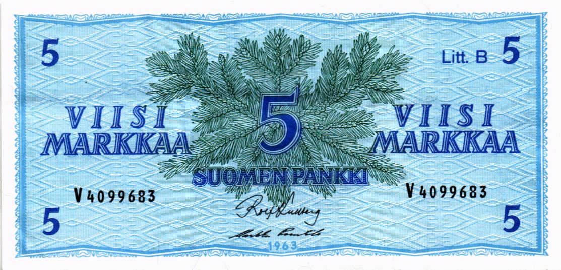 ФИНЛЯНДИЯ 5 МАРОК (Litt. B)