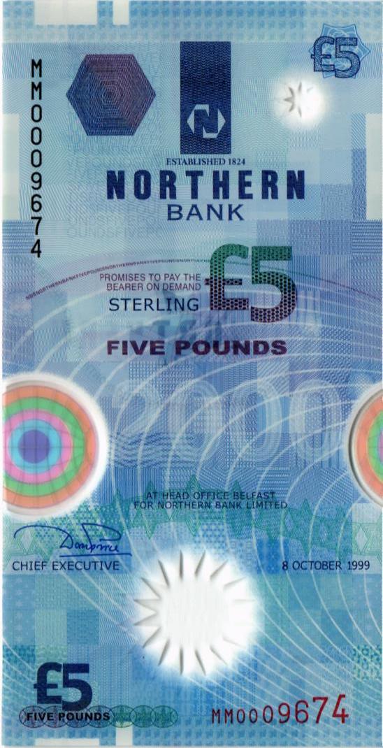 СЕВЕРНАЯ ИРЛАНДИЯ 5 ФУНТОВ (NORTHERN BANK) мини 1