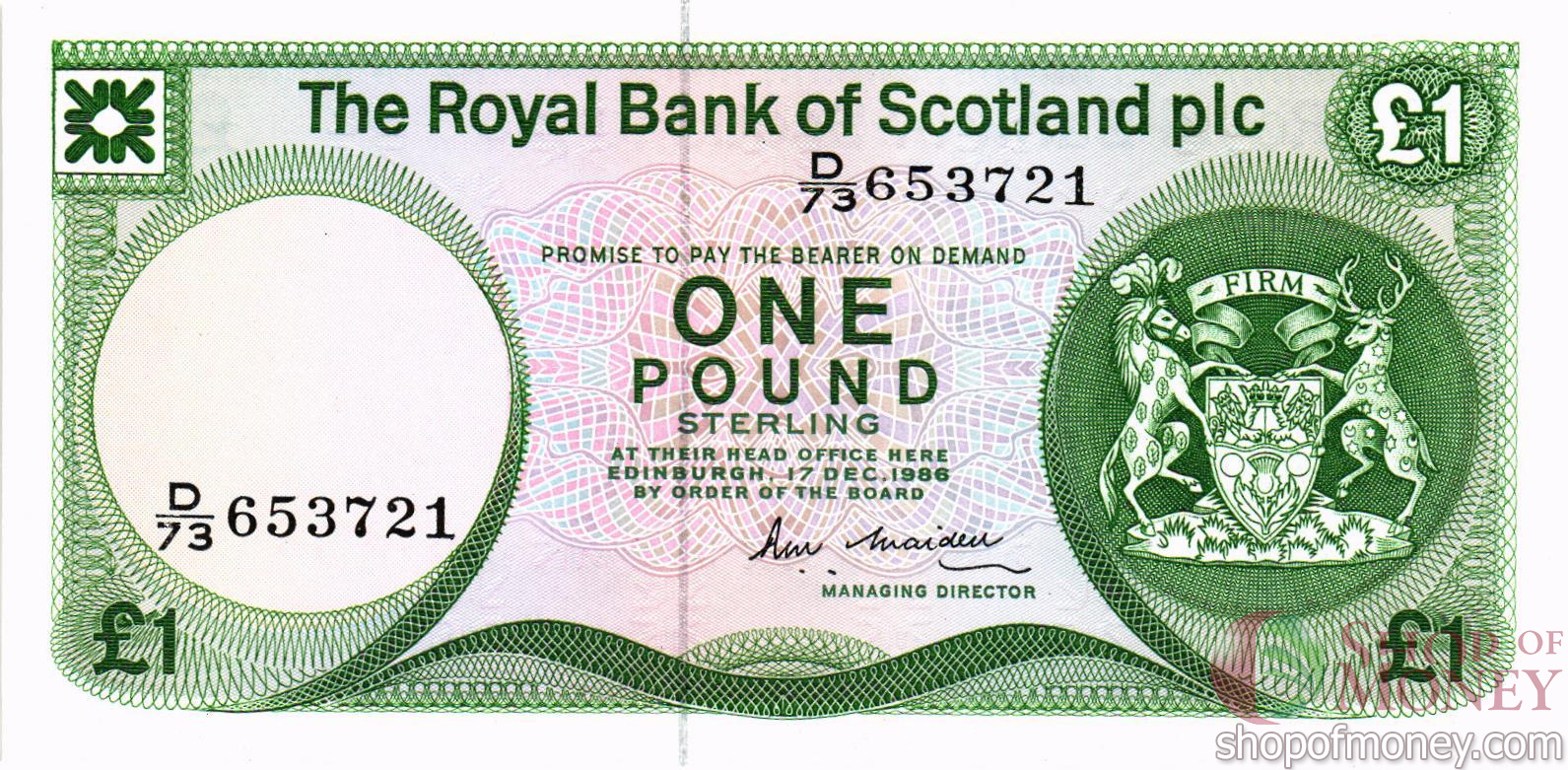 ШОТЛАНДИЯ 1 ФУНТ (17.12.1986)