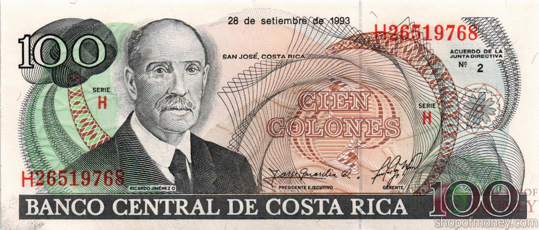КОСТА-РИКА 100 КОЛОН мини 1