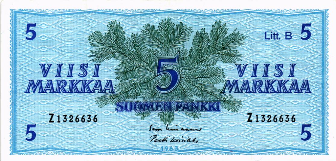 ФИНЛЯНДИЯ 5 МАРОК (Litt. B) мини 1