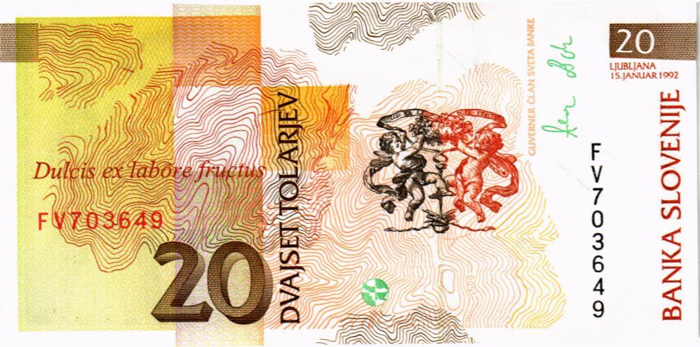 СЛОВЕНИЯ 20 ТОЛАРОВ мини 2