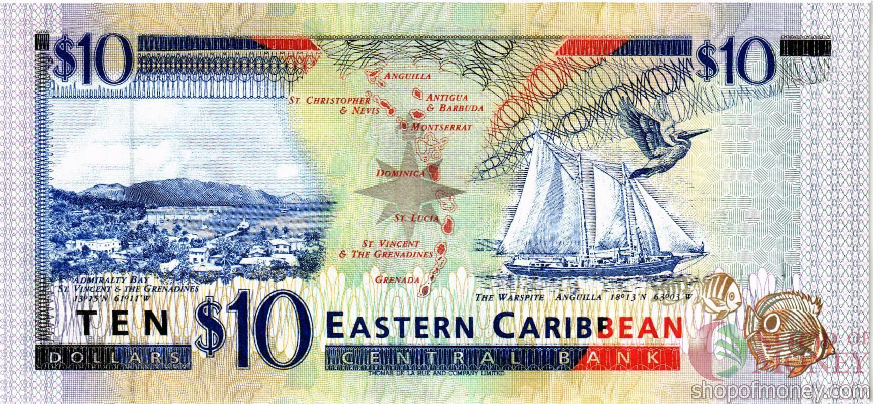 ВОСТОЧНЫЕ КАРИБЫ 10 ДОЛЛАРОВ (Сент-Люсия) мини 2