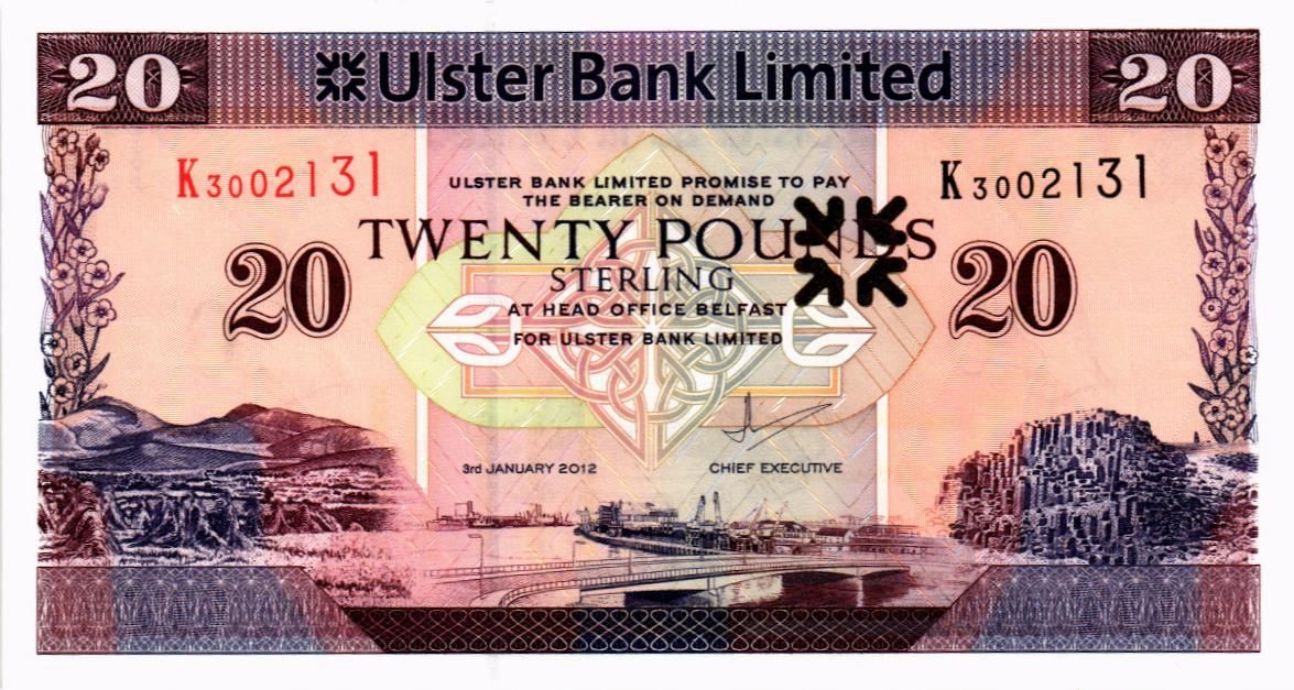 СЕВЕРНАЯ ИРЛАНДИЯ 20 ФУНТОВ (ULSTER BANK)