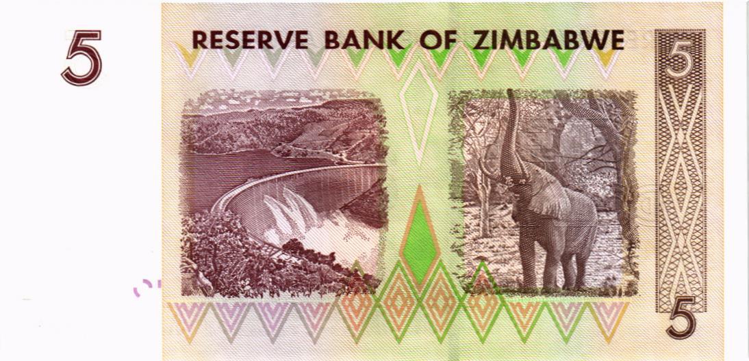 ЗИМБАБВЕ 5 ДОЛЛАРОВ (-AA-) мини 2