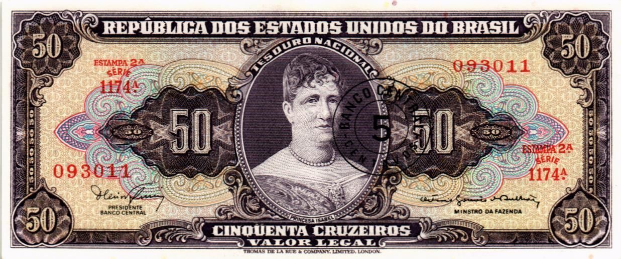 БРАЗИЛИЯ 50 СЕНТАВО (НАДПЕЧАТКА) мини 1