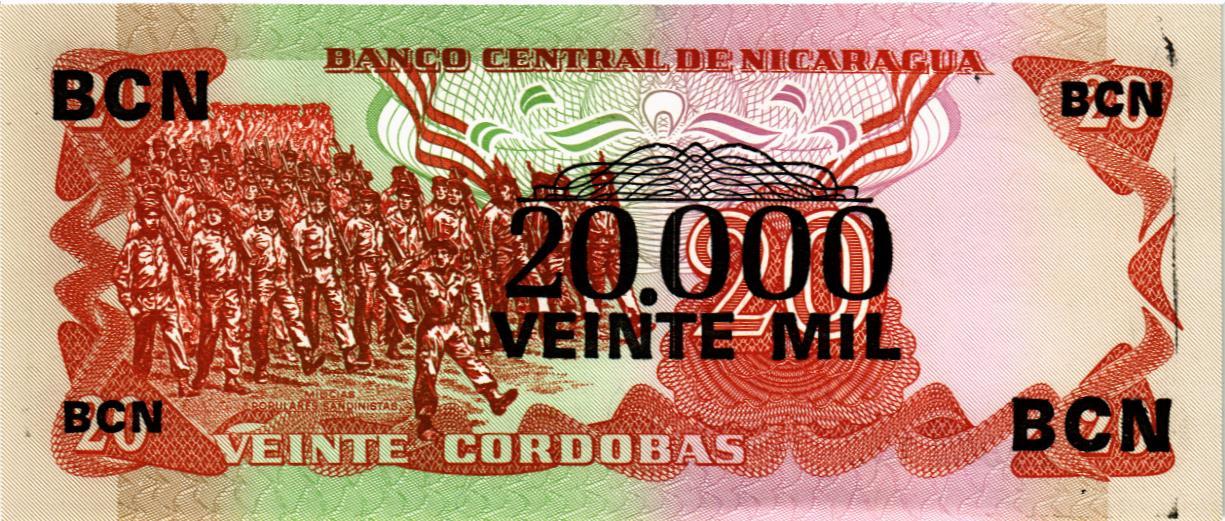 НИКАРАГУА 20000 КОРДОБА (НАДПЕЧАТКА) мини 2