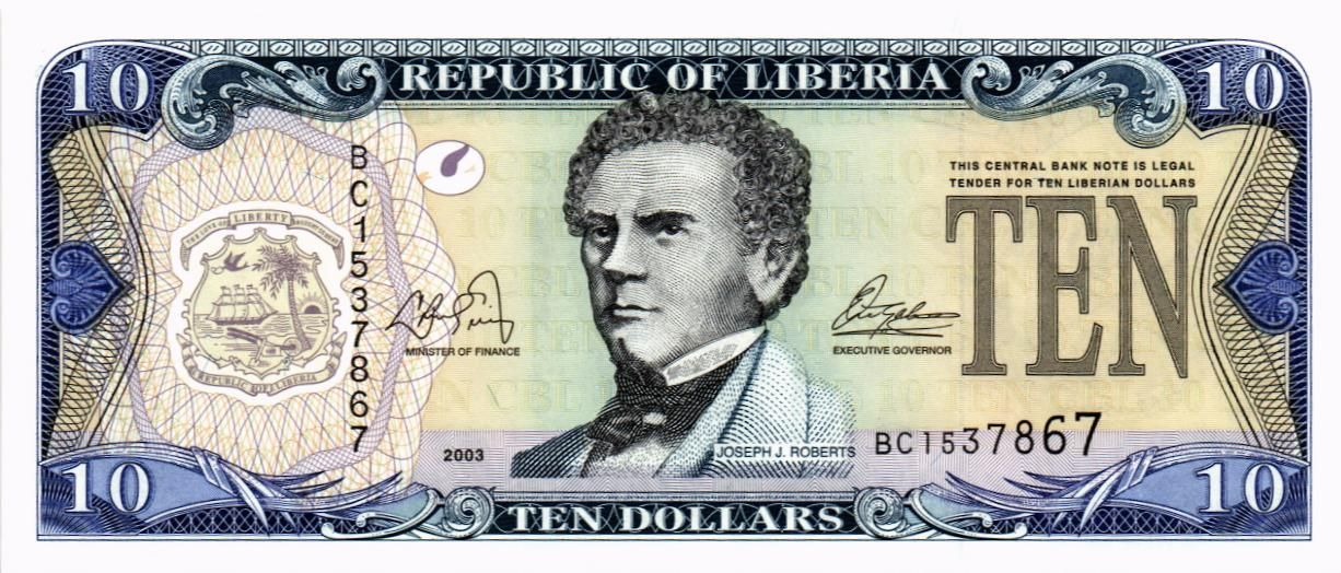 ЛИБЕРИЯ 10 ДОЛЛАРОВ