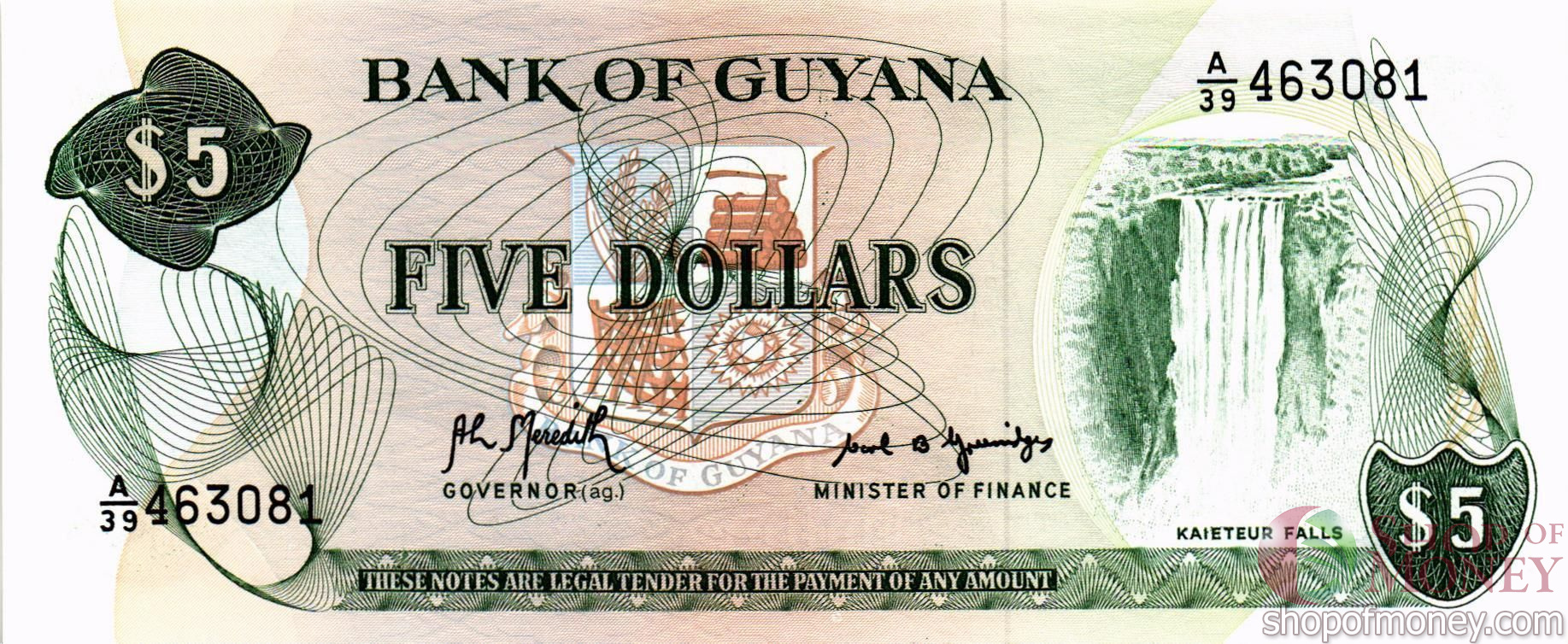 ГАЙАНА 5 ДОЛЛАРОВ мини 1