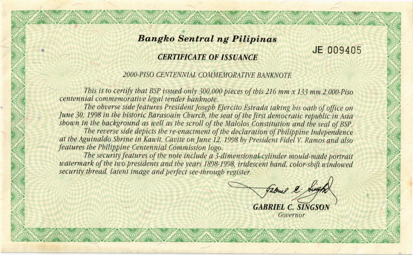 ФИЛИППИНЫ 2000 ПЕСО (В БУКЛЕТЕ) мини 4