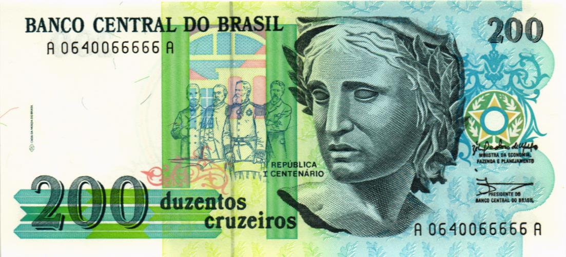 БРАЗИЛИЯ 200 КРУЗЕЙРО #A0640066666A