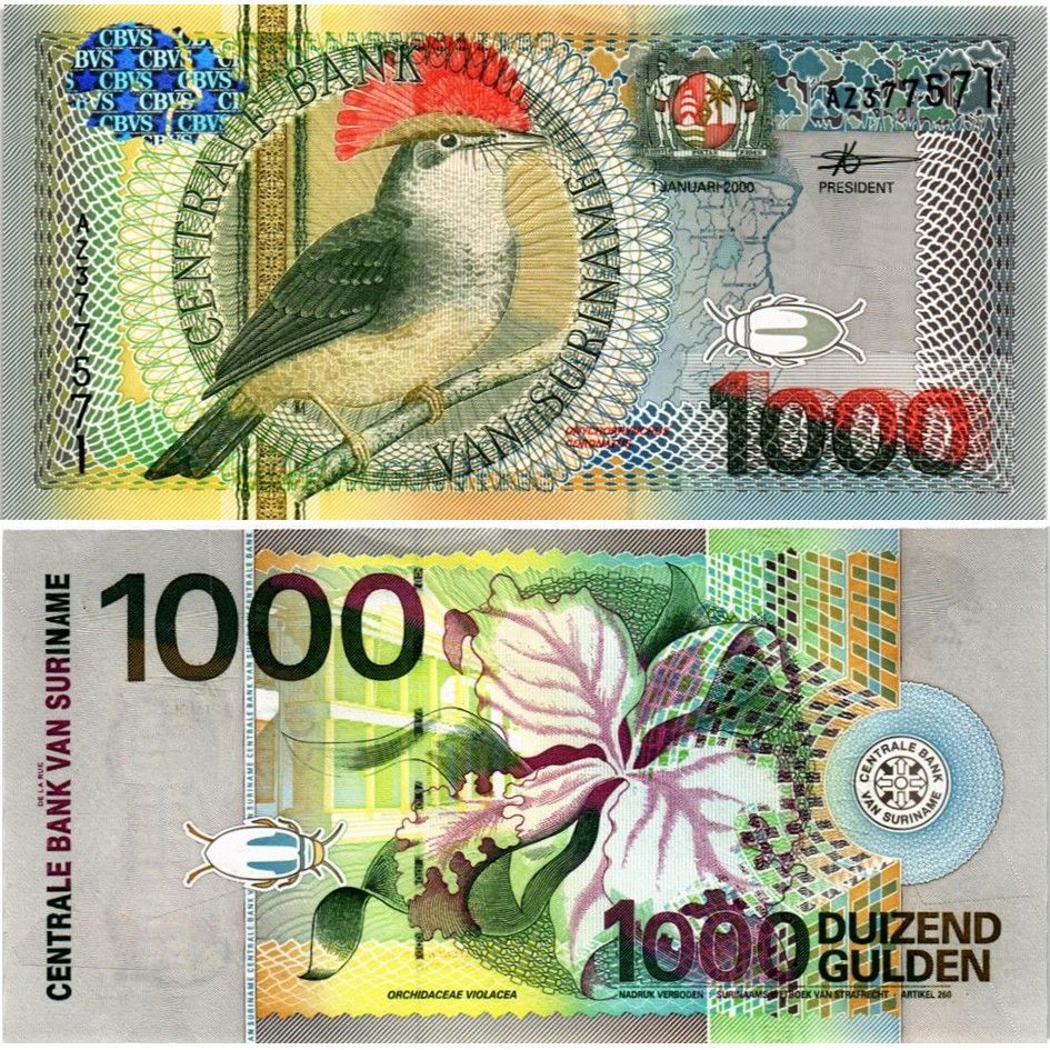 СУРИНАМ НАБОР 5 10 25 100 500 1000 ГУЛЬДЕНОВ мини 5