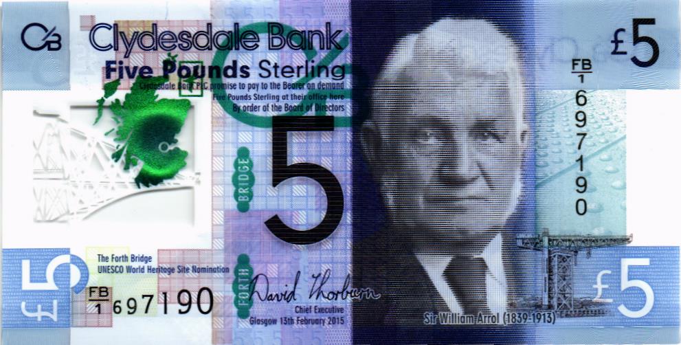 ШОТЛАНДИЯ 5 ФУНТОВ (CLYDESDALE BANK)