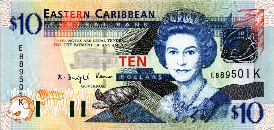 ВОСТОЧНЫЕ КАРИБЫ 10 ДОЛЛАРОВ (K - СЕНТ КИТС)