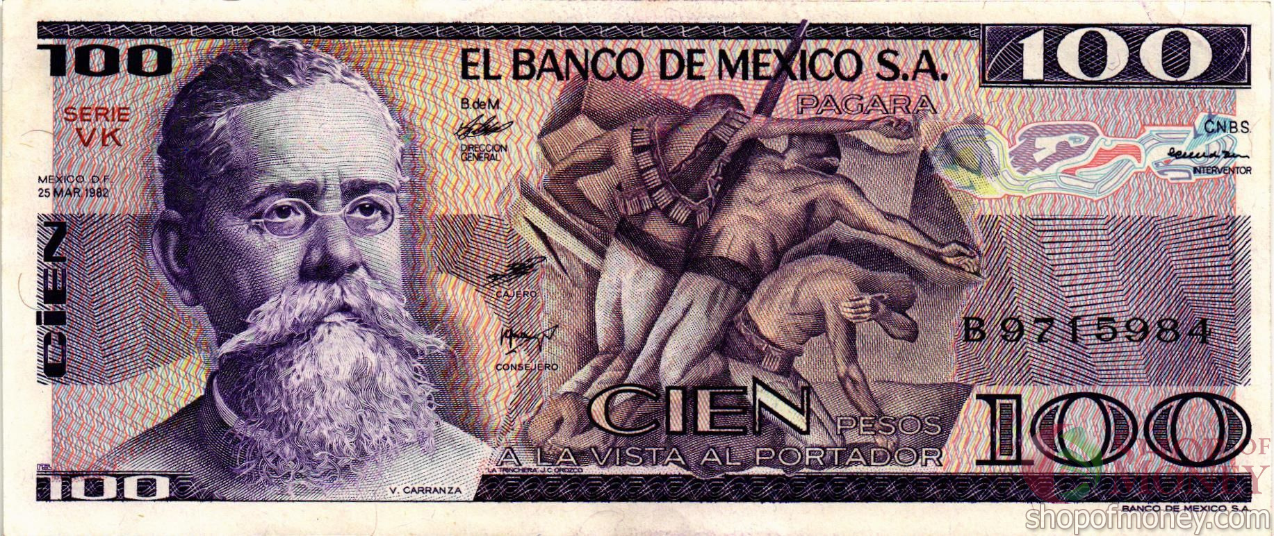 МЕКСИКА 100 ПЕСО (-VK- СЕРИЯ)